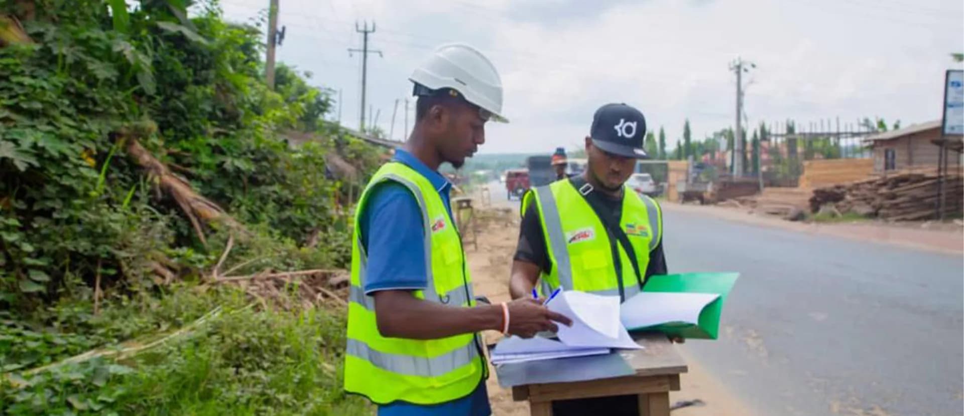 Keystone Safety Solutions team member reviewing worksite safety documentation with site personnel