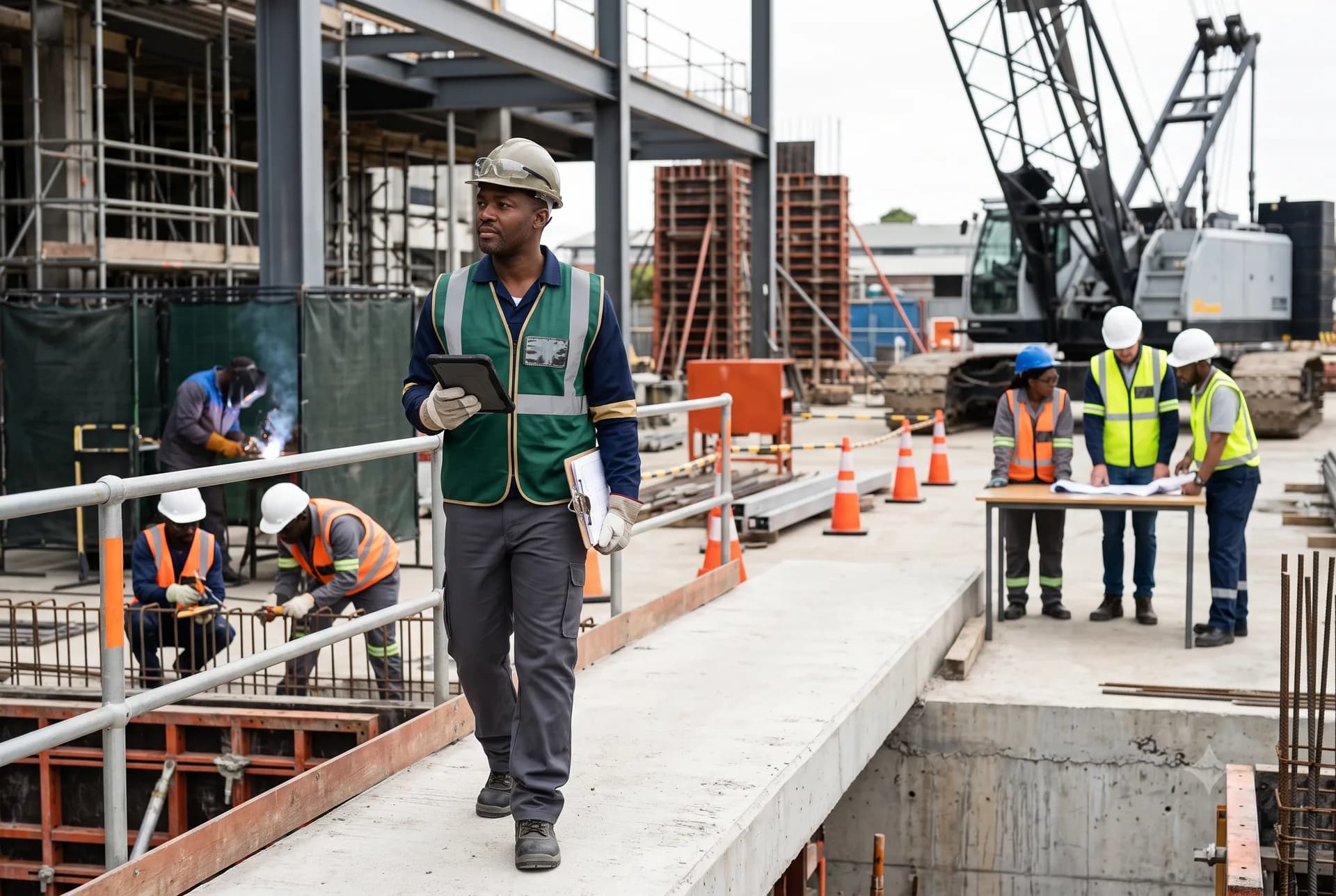 Safety professional conducting a site audit