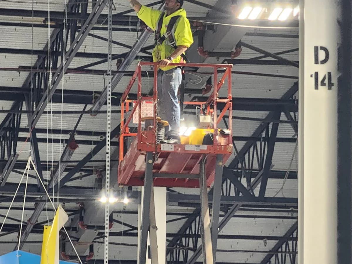 Keystone team member conducting a site safety review in an active work environment